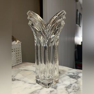 Vintage Mikasa Crystal Deco V Flower Vase